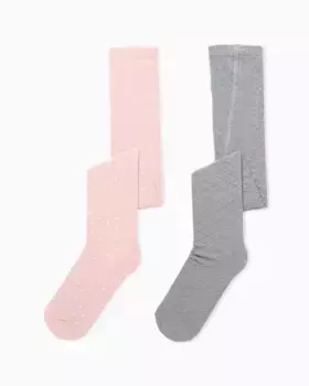 Набор из 2 колготок для девочек с текстурой/мотивом Zippy, многоцветный