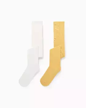 Набор из 2 колготок в рубчик / горошек для девочек Zippy, многоцветный