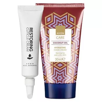 НАБОР ИЗ 2 КОСМЕТИЧЕСКИХ СРЕДСТВ AVON КРЕМ ДЛЯ РУК С КОКОСОМ + КРЕМ ДЛЯ КУТИКУЛЫ