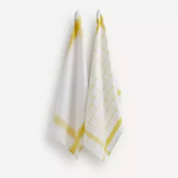 Набор из 2 кухонных полотенец из хлопкового твила Basic II 23. - El Corte Ingls, горчица