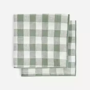 Набор из 2 льняных салфеток Vichy El Corte Ingls, зеленый