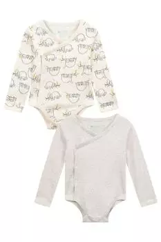 Набор из 2 легких боди-кимоно из мягкого хлопка с запахом спереди Mountain Warehouse, белый