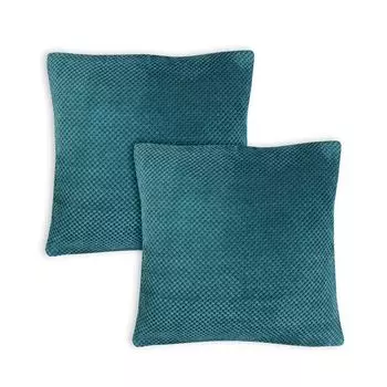 Набор из 2 наволочек 60 x 60 см, бирюзовыйовые декоративные наволочки, сотовая подушка, структура синельного переплетения Haus und Deko