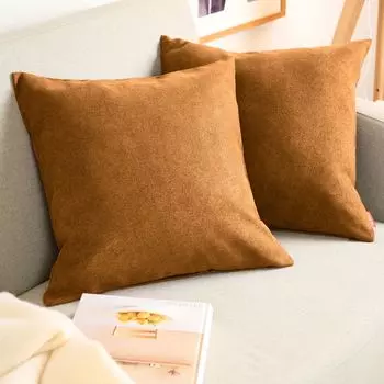 Набор из 2 наволочек Blumtal 60 x 60 см. Синель — уютная диванная подушка со потайной молнией, сертификат Oekotex, мягкая декоративная подушка, тыквенные специи — коричневый
