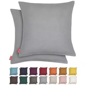 Набор из 2 наволочек из синели 45 x 45 см Blumtal - Уютная диванная подушка со потайной молнией, мягкая декоративная подушка, серый