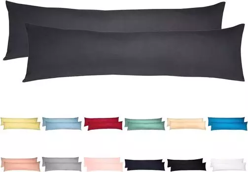 Набор из 2 наволочек из трикотажа 40х145 см 100% хлопок антрацит livessa