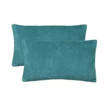Набор из 2 наволочек размером 40 x 60 см, бирюзовые декоративные наволочки, сотовая подушка, структура синельного переплетения Haus und Deko