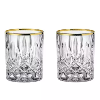 Набор из 2 низких бокалов для виски в золотой оправе Noblesse Nachtmann, прозрачный