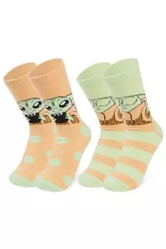 Набор из 2 носков «Мандалорский малыш Йода» Disney, мультиколор