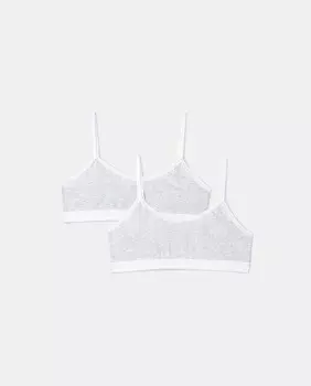 Набор из 2 однотонных топов для девочек Cotton Juice, серый