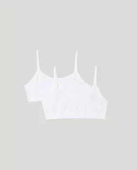 Набор из 2 однотонных топов для девочек Cotton Juice, белый