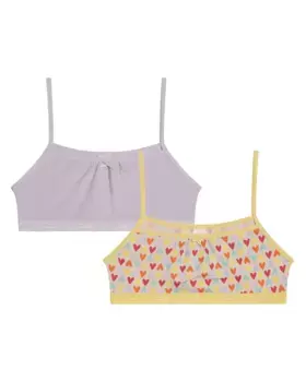 Набор из 2 однотонных топов для девочек с принтом и тонкими бретелями Dim, сиреневый