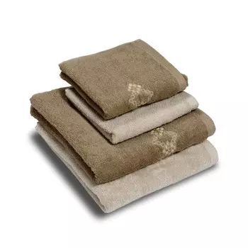 Набор из 2 пар махровых полотенец с вышивкой - Silvia Dea, грязь/горлинка