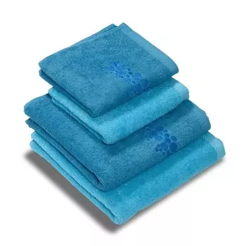 Набор из 2 пар махровых полотенец с вышивкой - Bellaria Dea, цвет Acqua/Turchese