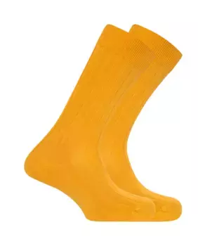 Набор из 2 пар желтых мужских бамбуковых носков с противодавящей манжетой Punto Blanco, желтый