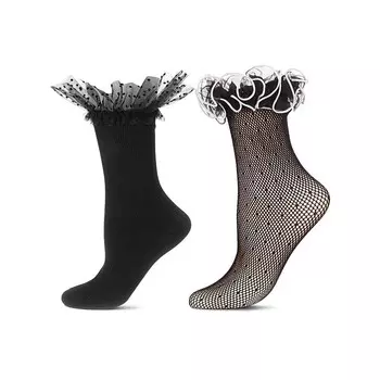 Набор из 2 пар женских модных носков для экипажа MeMoi, мультиколор