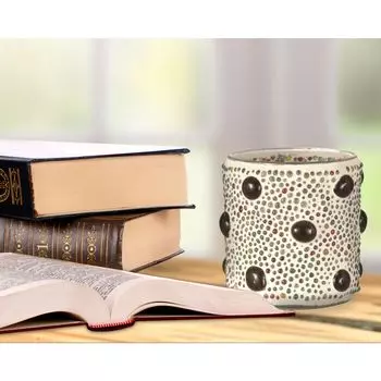 Набор из 2 подсвечников диаметром 3 дюйма, украшенных белыми и черными бусинами