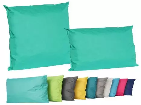 Набор из 2 подушек для отдыха на открытом воздухе. 45x45 см + 30x50 см. Декоративная подушка, включая водонепроницаемую подушку для сиденья с наполнителем, эффект садового лотоса, цвет: голубой Jack