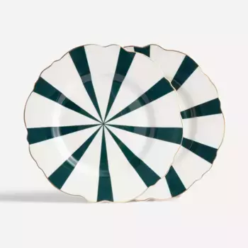 Набор из 2 полосатых десертных тарелок Crane El Corte Ingls, темно-зеленый