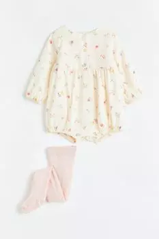 Набор из 2 предметов H&M, светло-бежевый/цветочный