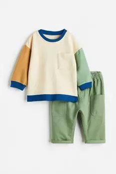 Набор из 2 предметов H&amp;M, светло-бежевый/светло-зеленый