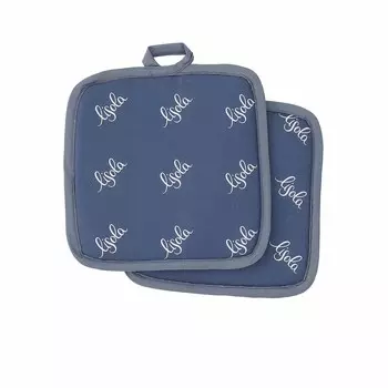 Набор из 2 прихваток из 100% хлопка Панама - Icon Lisola, цвет Blu