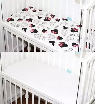 Набор из 2 простыней для детской кроватки. Простыня 40х90, хлопок - 01. Минни + Белый Primawela