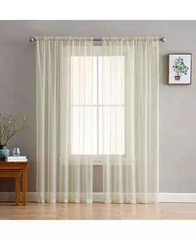 Набор из 2 прозрачных оконных занавесок из вуали с прозрачными панелями HLC.me, бежевый