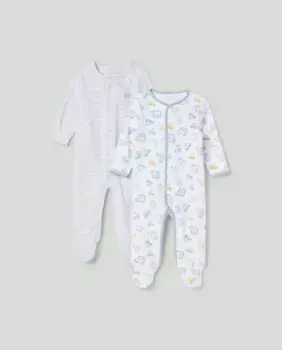 Набор из 2 ярких длинных комбинезонов для мальчиков Cotton Juice, белый