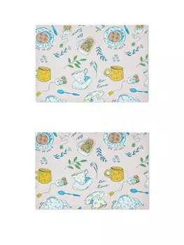 Набор из 2 салфеток из хлопка-панамы с принтом чашек. Coincasa, розовый