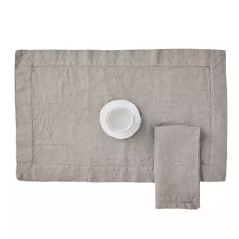 Набор из 2 салфеток на стол в цвете Pure Linen Stone, без глажки - Андромеда Lisola Stone, серый (призма)