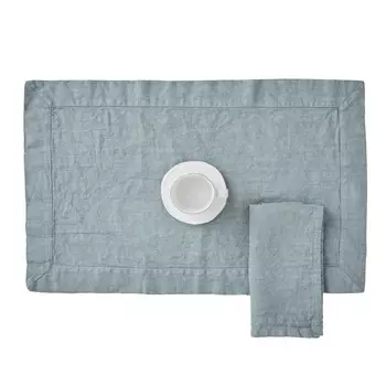 Набор из 2 салфеток на стол в цвете Pure Linen Stone, без глажки - Андромеда Lisola Stone, пепел