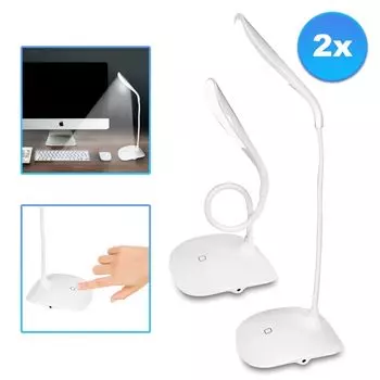 Набор из 2 сенсорных прикроватных светодиодных ламп с регулируемой яркостью | Настольная USB-лампа для чтения Eaxus