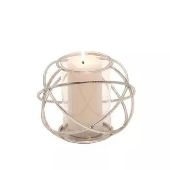 Набор из 2 серебряных стеклянных подсвечников-шаров с потертой отделкой 8 дюймов