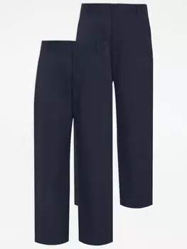 Набор из 2 школьных брюк стандартного кроя темно-синего цвета для мальчиков George., нави