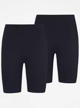 Набор из 2 школьных шорт из хлопкового трикотажа для девочек темно-синего цвета George., нави