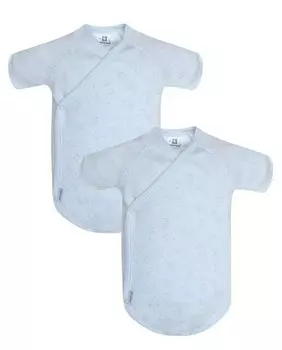 Набор из 2 скрещенных боди для мальчиков с короткими рукавами и принтом Cambrass, светло-синий