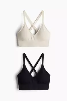 Набор из 2 спортивных бюстгальтеров drymove средней поддержки H&M, бежевый