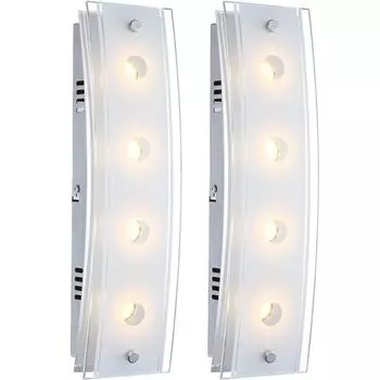 Набор из 2 светодиодных настенных светильников, 4 лампочки, сатиновое стекло, L 33 см Globo Lighting, серебро