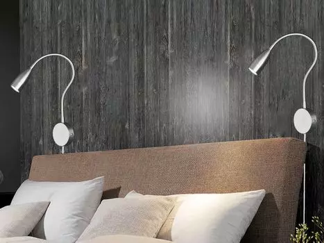 НАБОР из 2 светодиодных настенных светильников с регулируемой яркостью, ламп для чтения на гибкой стойке и прикроватных светильников для настенного монтажа Fischer & Honsel Leuchten