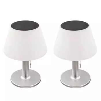 Набор из 2 светодиодных настольных ламп на солнечных батареях, пластик, белый, высота 28 см. etc-shop, серебро