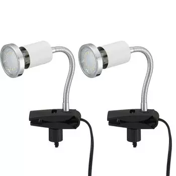 Набор из 2 светодиодных настольных ламп, гибких, металл, белый, В 14 см etc-shop