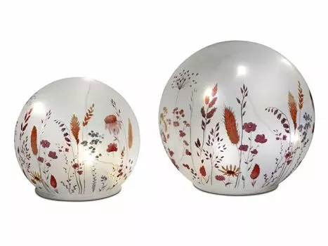 Набор из 2 светодиодных шаров ВАСИЛЬКОВОЕ ПОЛЕ для комплекта с таймером Д. 12 + 15см Формано Formano, белый