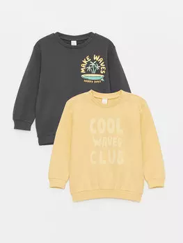 Набор из 2 свитшотов для маленьких мальчиков с круглым вырезом и длинными рукавами с принтом LCW baby, антрацит