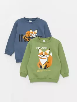 Набор из 2 свитшотов для маленьких мальчиков с круглым вырезом и длинными рукавами с принтом LCW baby, индиго