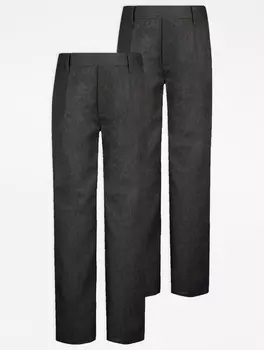 Набор из 2 темно-серых школьных брюк средней длины с эластичной эластичной резинкой для мальчиков (2 шт.) George., уголь