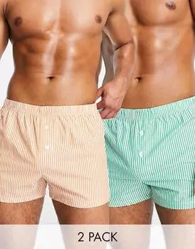 Набор из 2 тканых боксеров в полоску ASOS DESIGN
