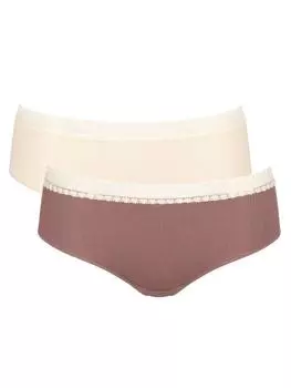 Набор из 2 трусов-хипстеров GO в рубчик Sloggi, коричневый