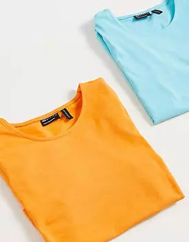 Набор из 2 укороченных футболок приталенного кроя ASOS DESIGN ярко-оранжевого и синего цветов