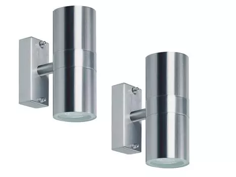НАБОР из 2 уличных настенных светильников Up/Down из нержавеющей стали, включая настенные светодиодные точечные светильники мощностью 5 Вт. Smartwares